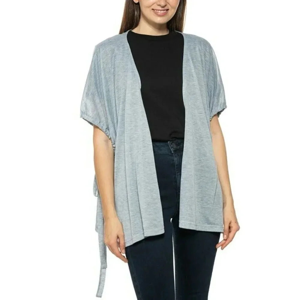 Jenni Women's Drawstring-Arm Kimono Topper Gray O/S (MSRP $60)